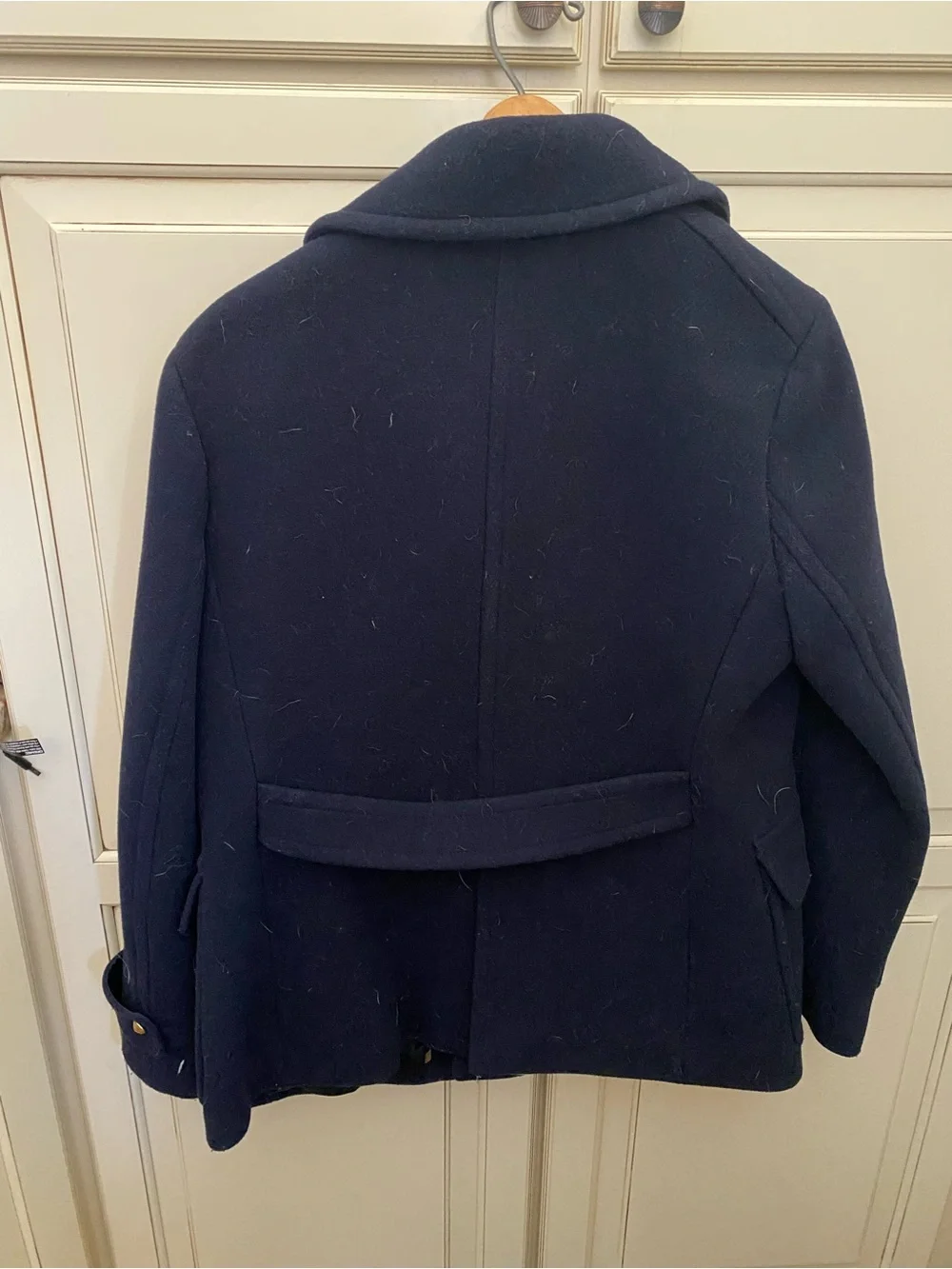 J. Crew Double-Breasted Navy Wool Peacoat with Gold Buttons size 12 women - Picture 2 of 5